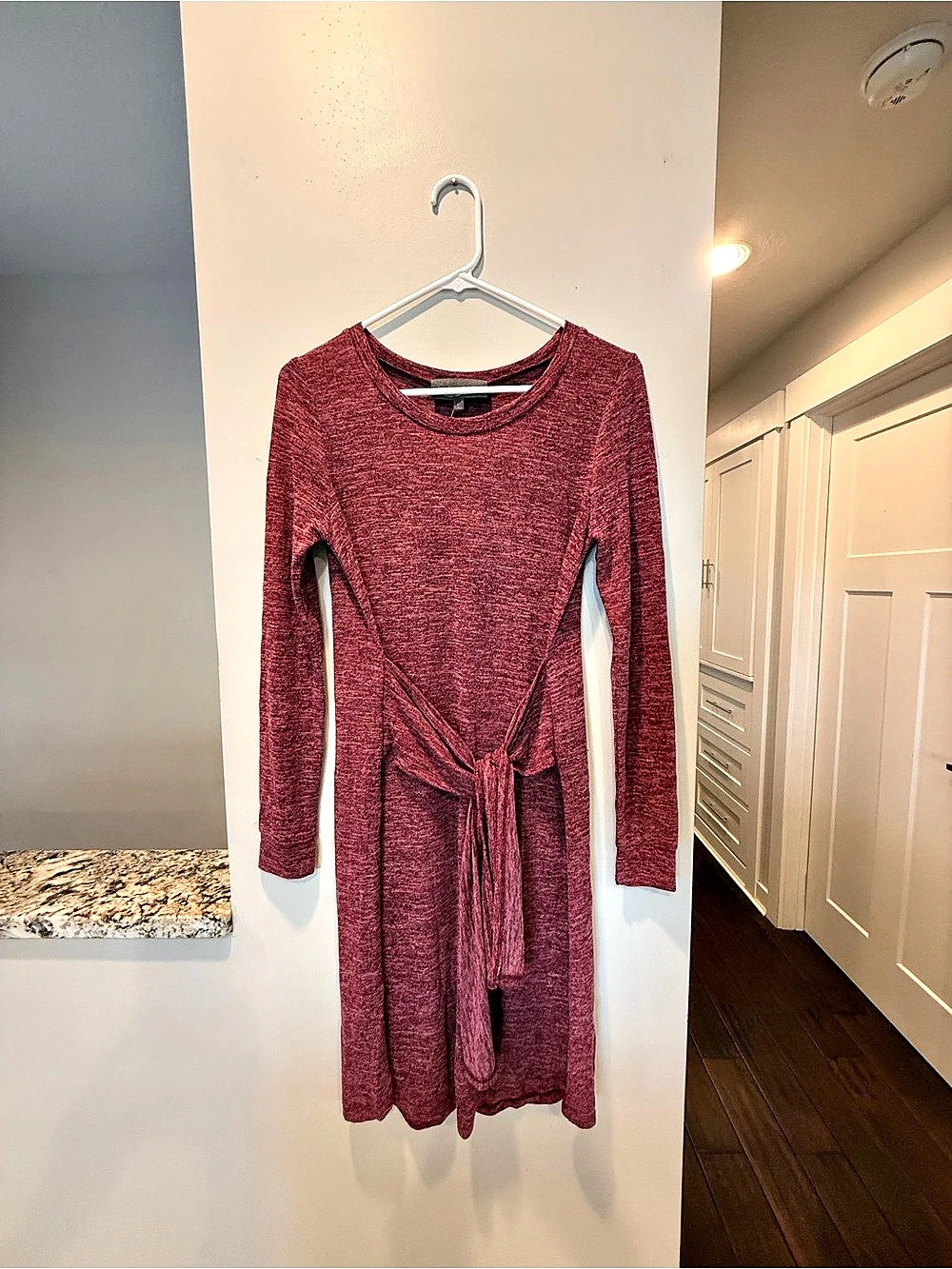 Sunday in Brooklyn from Anthropologie, Long Sleeve Tie-Waist Dress in Red, Size